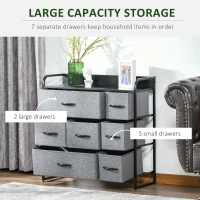 HOMCOM Chest of Drawers with 7 Foldable Drawers, 3-Tier Fabric Bedroom Dresser, Clothes Storage Unit for Bedroom, Living Room, Grey(m-6)