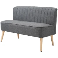 HOMCOM Sofa Retrodesign 2-zitsbank, houten poten, 117 cm x 56,5 cm x 77 cm, Grijs(m-11)