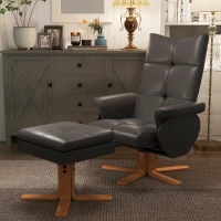 HOMCOM massagestoel met ottoman relaxstoel TV-stoel TV-stoel 145 ° helling kunstleer bruin 80 x 86 x 99 cm(m-2)