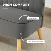 HOMCOM Sofa Retrodesign 2-zitsbank, houten poten, 117 cm x 56,5 cm x 77 cm, Donkergrijs(m-5)