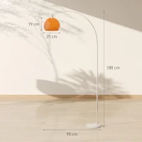 HOMCOM Lampada da Terra ad Arco con Interruttore a Pedale, in Marmo, Metallo e Plastica, 26x90x180 cm, Bianco e Arancione(m-3)