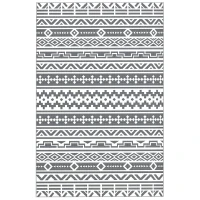 Outsunny Alfombra de Exterior Reversible 182x274 cm con Patrón Geométrico de Cenefa Impermeable con Bolsa Gris y Blanco(m-1)