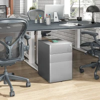 Vinsetto Caisson de bureau rangement bureau sur roulettes 3 tiroirs verrouillables trieur à dossiers 39 x 48 x 59 cm acier gris(m-9)