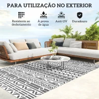 Outsunny Tapete de Exterior 182x274 cm Tapete Reversível com Desenho Geométrico Impermeável e Bolsa de Transporte Cinza Escuro(m-6)