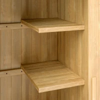 Outsunny Caseta Jardín Exterior de Madera 77,5x54,2x179,5 cm 0,3 m² para Almacenaje de Herramientas con Estantes Puertas Natural(m-9)