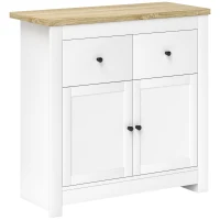 HOMCOM Komoda z dużą ilością miejsca, sideboard z drzwiami Soft-Close, 2 szuflady, regulowana półka, Biały(m-10)