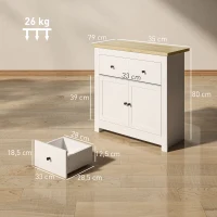 HOMCOM Komoda z dużą ilością miejsca, sideboard z drzwiami Soft-Close, 2 szuflady, regulowana półka, Biały(m-3)