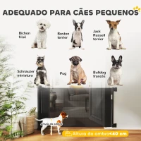 PawHut Barreira de Segurança para Cães Retrátil 0-136 cm  para Cães Pequenos com Botão de Fecho Preto(m-8)