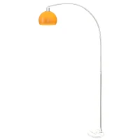 HOMCOM Lampada da Terra ad Arco con Interruttore a Pedale, in Marmo, Metallo e Plastica, 26x90x180 cm, Bianco e Arancione(m-10)