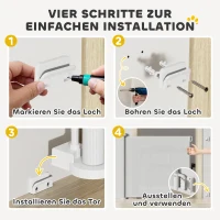 PawHut Treppenschutzgitter Ausziehbar 0-136cm 87 cm Hoch Türschutzgitter für Haustiere 142 x 10 x 87 cm Weiß(m-5)