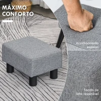 HOMCOM Apoio para os Pés de Sala de Estar Banco Retangular com Estrutura de Madeira para Sala de Estar 40x30x24 cm Cinzento(m-4)