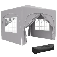 Outsunny Gazebo da Giardino 3x3m Pieghevole con Altezza Regolabile, Protezione UPF50+ e Borsa, Grigio Chiaro(m-1)
