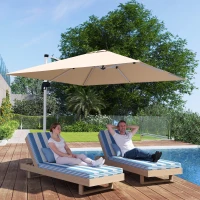 Outsunny Ombrellone a Braccio Inclinabile con Base a Croce, in Poliestere, Alluminio e Metallo, 295x295x260 cm, Cachi(m-2)