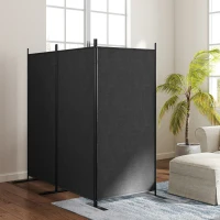 Outsunny Paravento da Esterno a 3 Pannelli Pieghevole e Regolabile, in Poliestere e Metallo, 252x44x176 cm, Grigio Carbone(m-9)