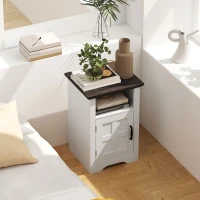 HOMCOM Conjunto de 2 Mesas Auxiliares para Sala Mesas de Cabeceira com Porta Estilo Celeiro e Prateleira Aberta 40x35x60 cm Branco(m-6)