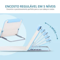 Outsunny Conjunto de 2 Esteiras de Praia com Encosto Reclinável em 5 Níveis Bolsa de Transporte e Apoio de Cabeça 48x134x33-43 cm  Branco Creme(m-6)