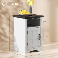 HOMCOM Conjunto de 2 Mesas Auxiliares para Sala Mesas de Cabeceira com Porta Estilo Celeiro e Prateleira Aberta 40x35x60 cm Branco(m-3)