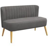 HOMCOM Sofa Retrodesign 2-zitsbank, houten poten, 117 cm x 56,5 cm x 77 cm, Donkergrijs(m-1)