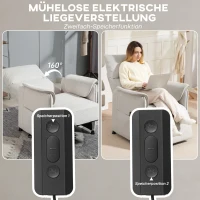HOMCOM Relaxstoel met stille motor, gestoffeerde stoel met robuuste stof, geheugenfunctie, verstelbare voetensteun, Crèmewit(m-5)