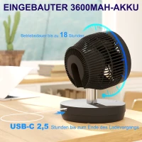 HOMCOM Ventilator, Klimaanlage mit ladbarem Akku, Fernbedienung, verstellbar, Schwarz(m-5)