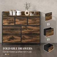 HOMCOM Komoda z 7 Szufladami z Tkaniny, Design Industrialny, Stalowa Rama, 98x29x85cm, Brąz/Czarny(m-6)