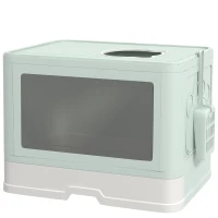 PawHut Arenero para Gatos Cubierto con Pala Cepillo 2 Puertas Entrada Principal y Salida Superior 48,5x38x36,5 cm Verde Claro(m-1)
