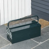 DURHAND Werkzeugkoffer Werkzeugkiste 5 Fächer aufklappbar Stahl (SPCC) Dunkelgrün 56 x 20 x 41 cm(m-2)