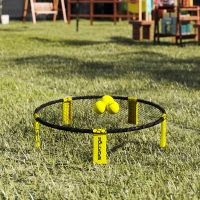 SPORTNOW Roundnet Set Spieleset mit Spielnetz 3 Bällen Tragetasche Ballpumpe Blinngoball Set Ø92 x 20 cm Gelb(m-9)
