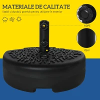 Outsunny Base per Ombrellone Semicircolare Riempibile con Sabbia o Acqua Nero(m-6)