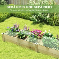 Outsunny Hochbeet, Pflanzkasten, 2-teilig, offener Boden, Naturholzrahmen, einfache Montage, 237 x 60 x 25cm(m-4)