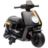 AIYAPLAY 6V Ride on Motorbike, Kids Electric Motorbike w/ Headlights, Music, Training Wheels, for Ages 18-36 Months, Black(m-1)