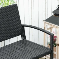 Outsunny Banco Jardim Lounge Cadeira 2 Lugares Móveis para Jardim Exterior Terraço 2 Lugares Rattan Sintético Carga 320kg 122x60x87cm Estrutura Aço(m-7)