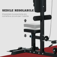 SPORTNOW Stazione Fitness Multifunzione con Lat Machine, Sedile Regolabile e Supporto per Dischi, Nero(m-6)