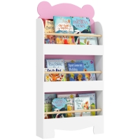 AIYAPLAY Libreria per Bambini 3 Ripiani a Forma di Orsetto Rosa