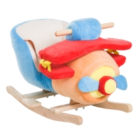 HOMCOM Cavalo de Balanço para Crianças +18 Meses Avião de Pelúcia com Música e Cinto de Segurança Cavalo Infantil 60x33x45 cm Multicolorido