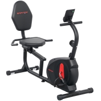 SPORTNOW Bicicleta Estática en Casa con Respaldo Resistencia Magnética Ajustable y Pantalla LCD 103-139x61x100,5 cm Negro