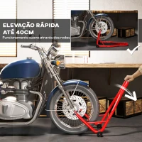 HOMCOM Descanso de Mota Suporte Traseiro Universal Portátil e Móvel – Cor Vermelho – Aço – 80x50x40 cm(m-5)