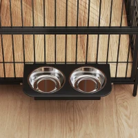 PawHut Jaula para Perros Mesa Auxiliar Moderna con Soporte Giratorio con 2 Tazones y 2 Puertas 80x56x76,5 cm Roble(m-9)