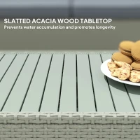 Outsunny Four-Piece Rattan Sofa Set, with Wood-Top Table(m-6)