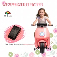 AIYAPLAY 6V Ride on Motorbike, Kids Electric Motorbike w/ Headlights, Music, Training Wheels, for Ages 18-36 Months, Pink(m-7)