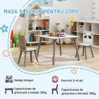 ZONEKIZ Set Masă și 2 Scaune pentru Copii de 3-8 Ani cu Desene de Animale, 60x60x44 cm, Gri(m-7)