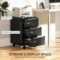 HOMCOM Three-Drawer Locking Filing Cabinet - Black(m-4)
