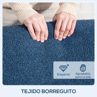 HOMCOM Sillón Nórdico de Borreguito Acolchado Grueso y Patas de Madera Asiento Amplio para Salón Dormitorio 74,5x76x78 cm Azul(m-7)