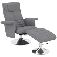 HOMCOM Fauteuil relax massant avec pouf, fauteuil TV avec dossier inclinable siège pivotant à 360° 78 x 95 x 88 cm gris foncé(m-12)
