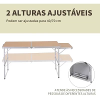 Outsunny Mesa de piquenique dobrável Mesa de campismo com lâmina dobrável Estrutura leve(m-5)