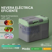 Outsunny Nevera Portátil Eléctrica 24,2L Refrigerador de Coche 12V-220V -20℃ a +20 ℃ con Pantalla Luz LED 60,2x33,4x41,4 cm Gris(m-4)