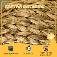 PawHut Rattan Katzenkorb Katzenhöhle Katzenhütte Katzenbett mit Kissen Haustierbett Wasserhyazinthe Braun 40 x 37 x 51 cm(m-5)