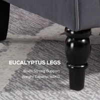 HOMCOM Wingback Accent Chair, Retro Upholstered Button Tufted Occasional Chair for Living Room and Bedroom, Charcoal Grey(m-7)