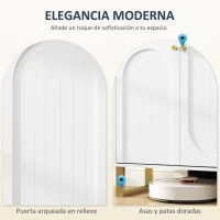 HOMCOM Aparador con 4 Puertas Arqueadas Estantes Ajustables y Patas Doradas 140,8x35x77,5 cm Blanco(m-5)