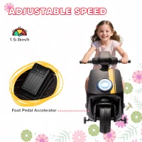 AIYAPLAY 6V Ride on Motorbike, Kids Electric Motorbike w/ Headlights, Music, Training Wheels, for Ages 18-36 Months, Black(m-7)